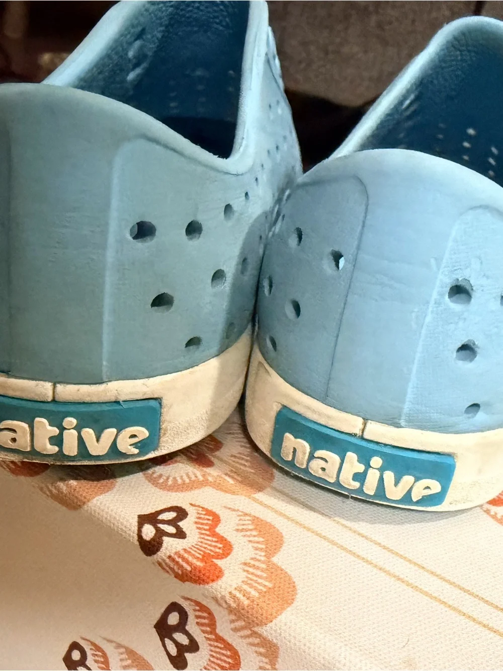 Native Kids Light Blue Water Slip-On Shoes with White Toe